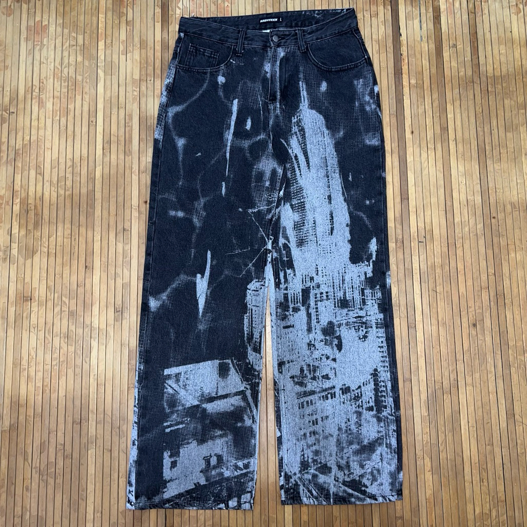 NASTYKICK NSTK CITYSCAPE BLACK WIDE FIT JEANS DENIM