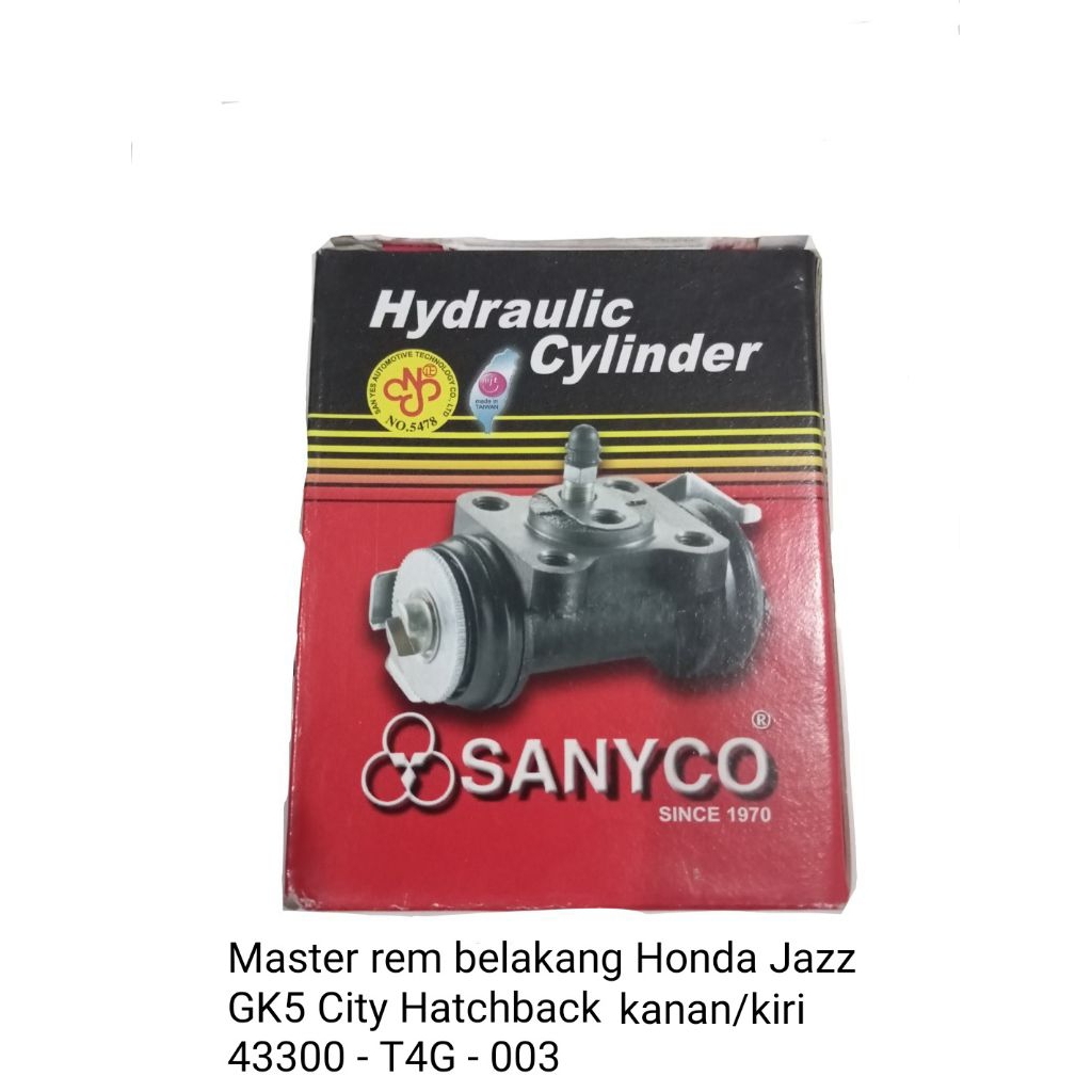 Master Rem Belakang Jazz GK5 City Hatchback Sanyco 43300-T4G-003