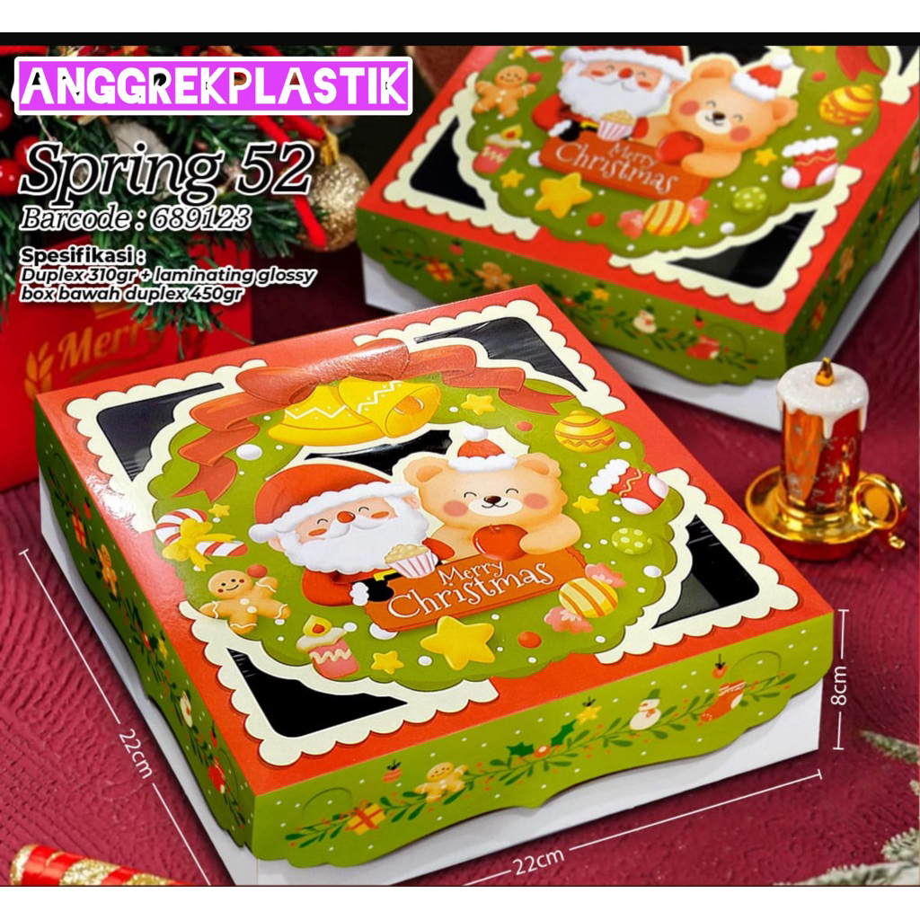 dus box kue natal Christmas 22x22x8