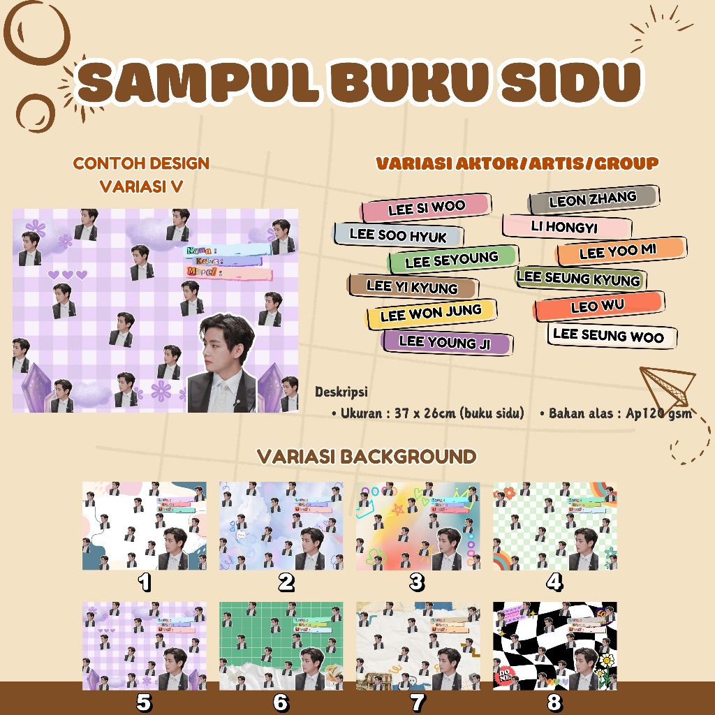 SAMPUL BUKU UKURAN SIDU I KPOP I DRAKOR I DRACIN I LEE SEUNG WOO I LEE SEYOUNG I LEE SI WOO I LEE SO