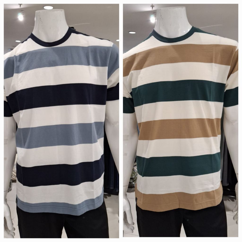 Osella Baju Pria Dewasa Kaos Lengan pendek Stripe Original
