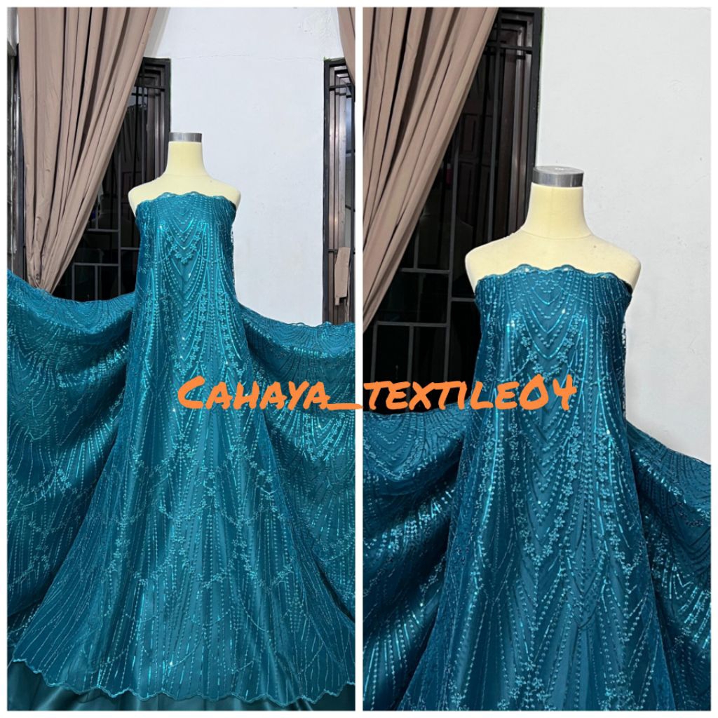 Kain Tile Payet Premium/Bahan Kebaya Full Payet/Brokat Swarovski Payet