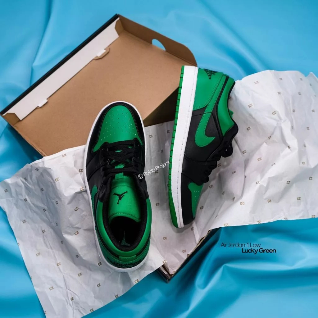 Sepatu Sneakers Anak Air Jordan 1 Low Lucky Green 100% Authentic