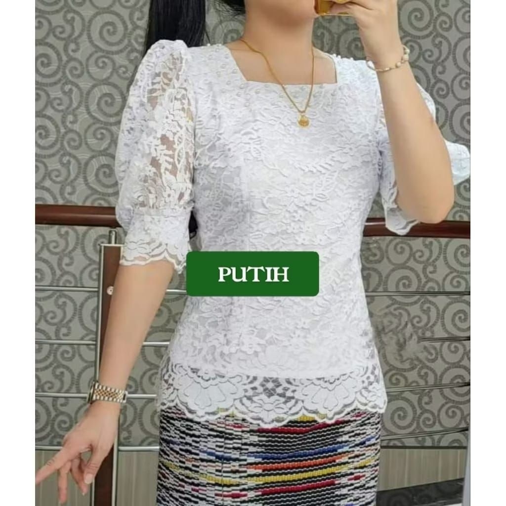 305 Qintany Blus Kebaya Brokat Terbaru Model Kekinian Mewah Cantik dan Elegant Pakaian Wanita Dewasa