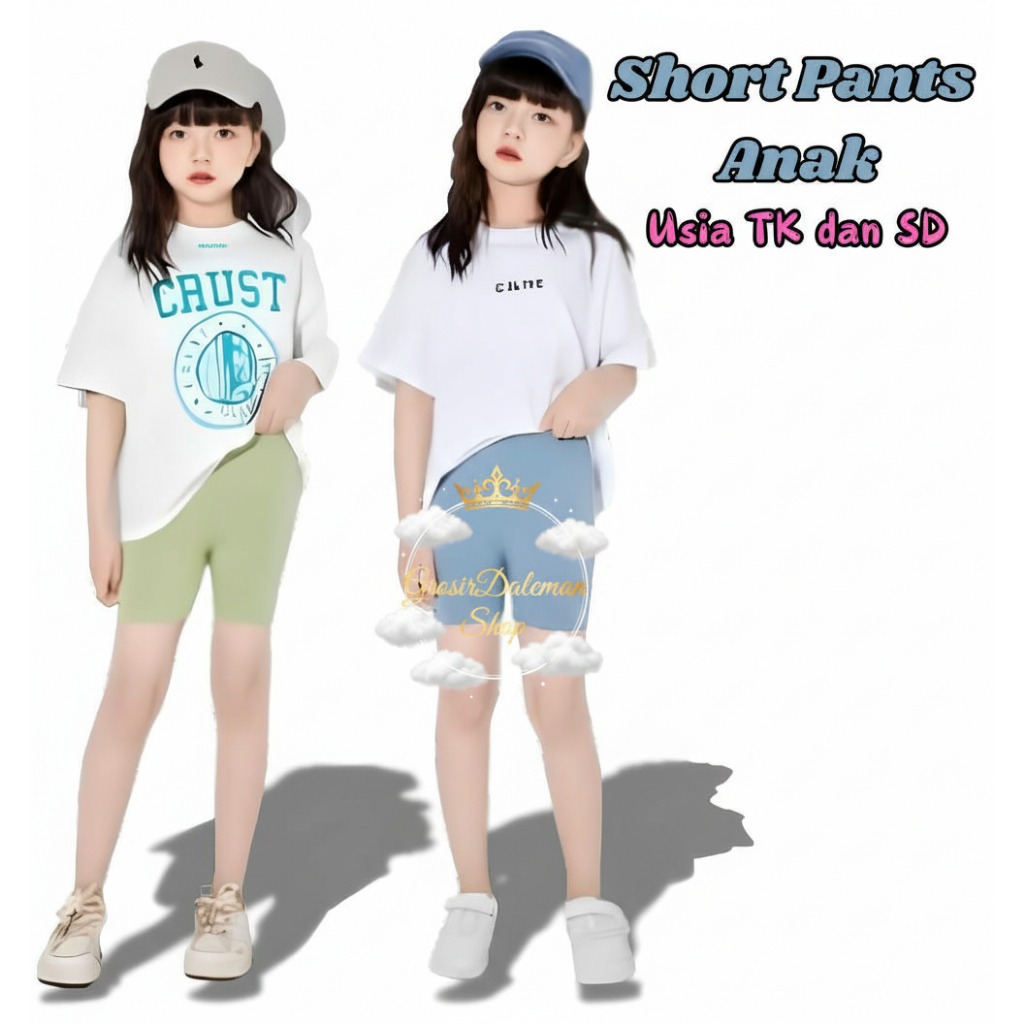Short Anak POLOS Legging Pendek Anak Tanggung Polos Elastis Murah / Short Pants Anak Cewek TK SD 6-1
