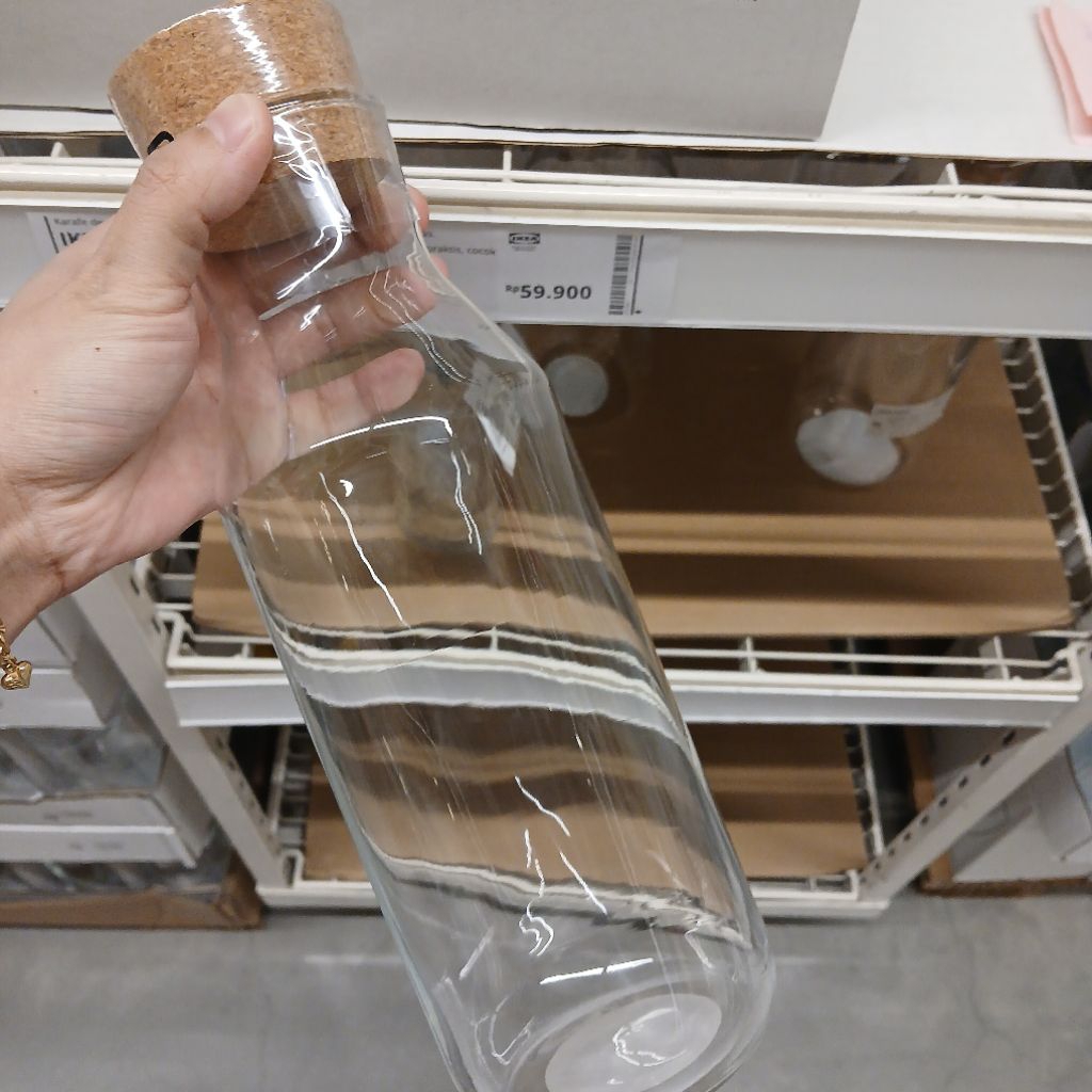 Botol tutup gabus Karafe kaca tahan panas dg tutup sumbat gabus botol pitcher 1L