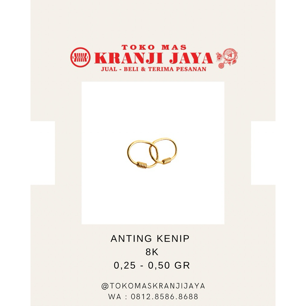 anting kenip anak bayi 0,25 - 0,5 gram emas 8k