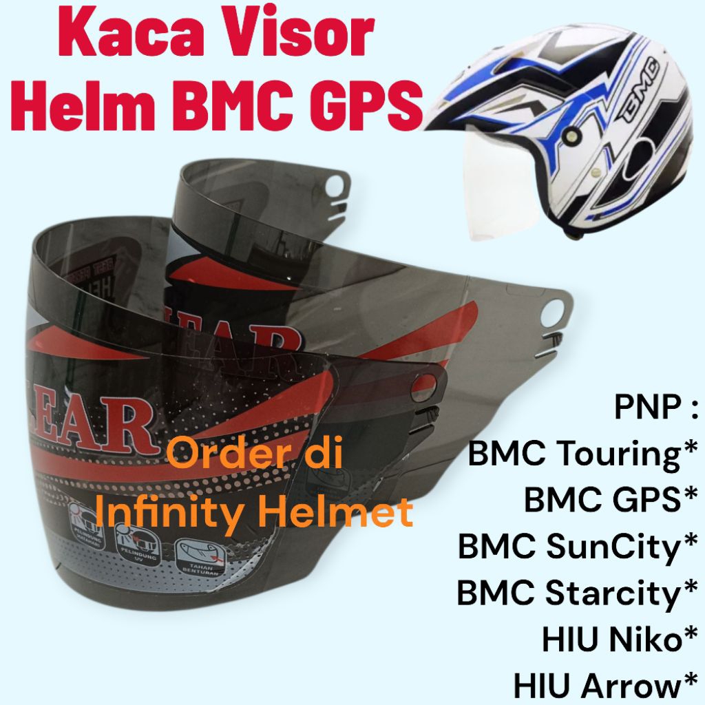 KACA VISOR HELM BMC GPS BMC SUNCITY KACA VISOR HELM BMC HALFFACE STARCITY