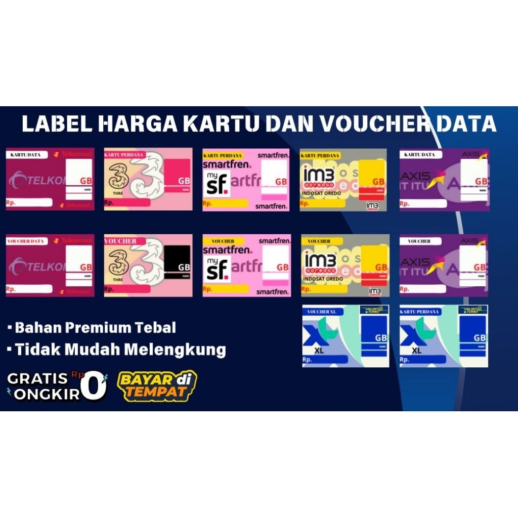 Label Harga Voucher / Label Harga Paket Data / display paket data konter