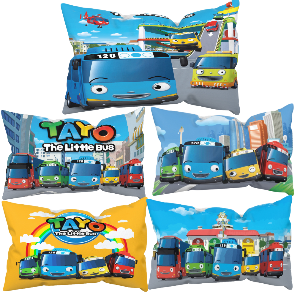 Sarung Bantal Tidur Anak (Sarung) Motif Kartun Ukuran 45x35 cm Motif Tayo by.Shafiyyah sarban