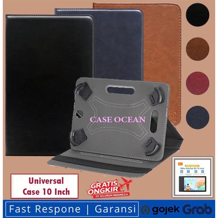 Olike EduTab Edu Tab E3 10 inch Flip Leather Case Casing Smart Cover Kulit Standing Lipat Premium Ku