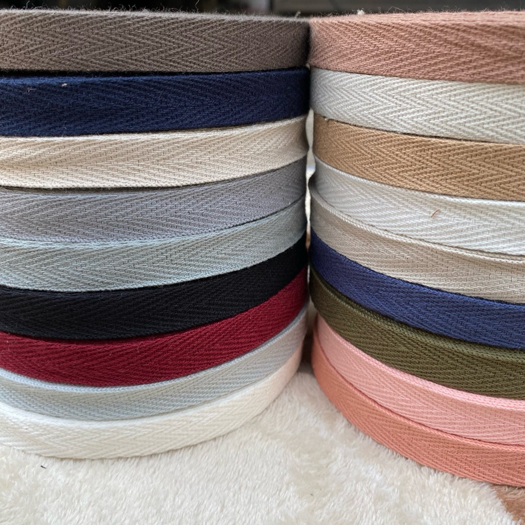 Tali pita katun lebar 1,2 cm/piterban katun warna variasi