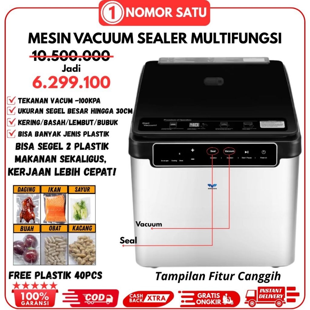 Mesin Vacuum Sealer Elektrik Otomatis Press Plastik dan Sealer Segel Varian