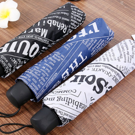 Payung Lipat Premium Motif KORAN / Payung Motif NEWSPAPER / Payung Motif ARTIKEL BERITA KORAN Unik