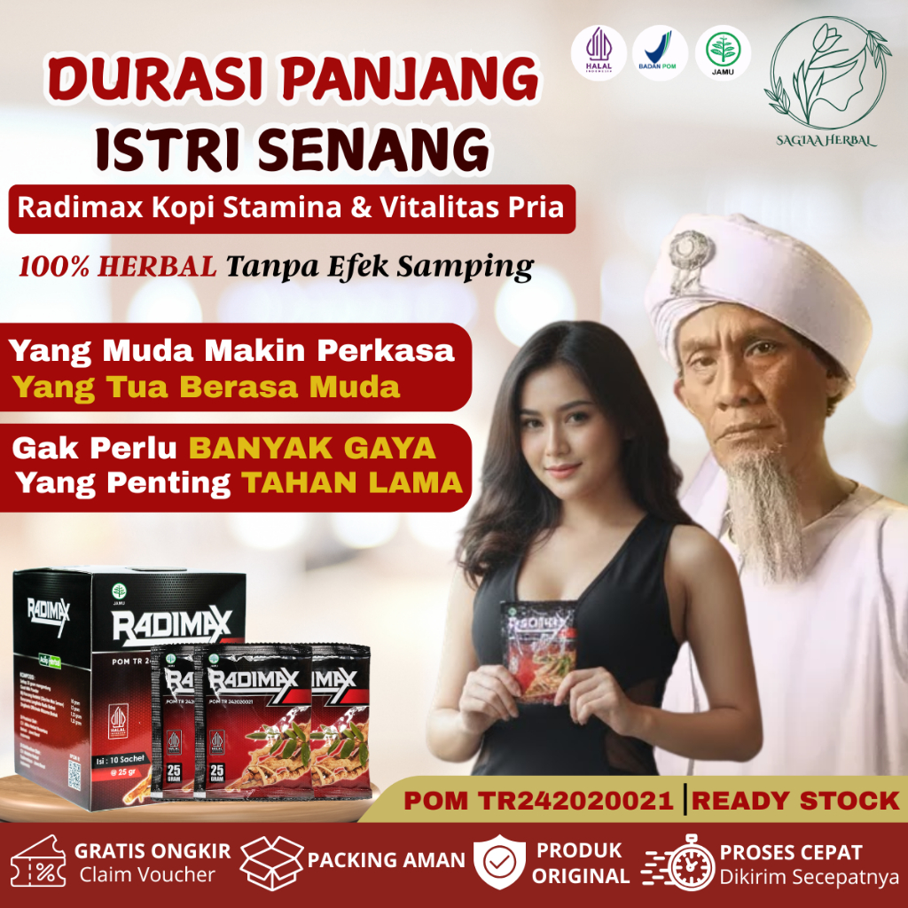 RADIMAX KOPI STAMINA PRIA AMAN 100% ORIGINAL  SUDAH BPOM & HALAL 1 BOX ISI 10 SACHET