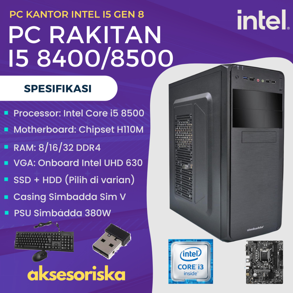 PAKET CPU / PC RAKITAN Komputer Intel Core i5 8500 DDR4 Intel i5 Gen 8
