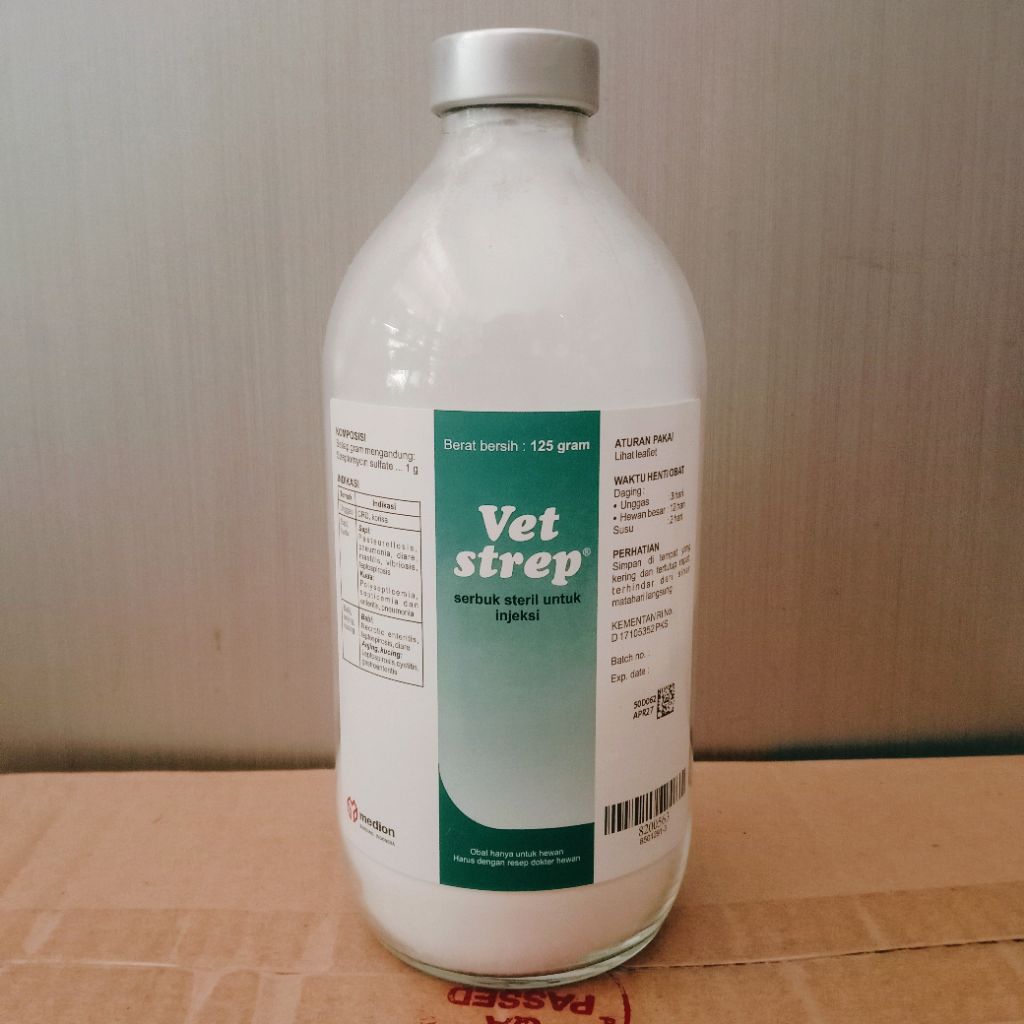 Vet Strep 125 gram Serbuk steril untuk injeksi ternak