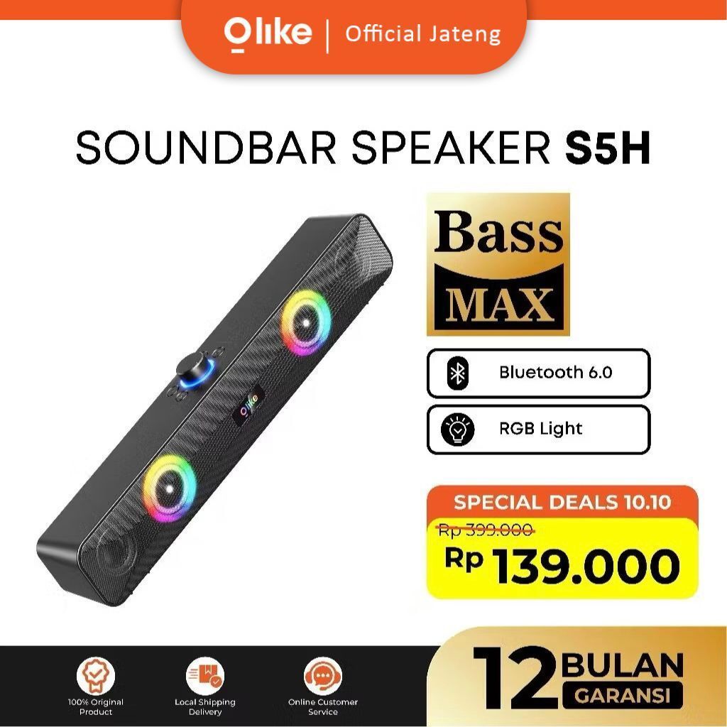 OLIKE S5H Speaker Soundbar RGB 1200mAh Surround Sound 10W Subwoofer Stereo Bass Max