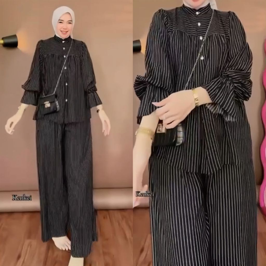 SETELAN WANAITA RAYON MOTIF SALUR,SETELAN SALUR,SETELAN WANITA FORMAL,ONESET SALUR KANCING