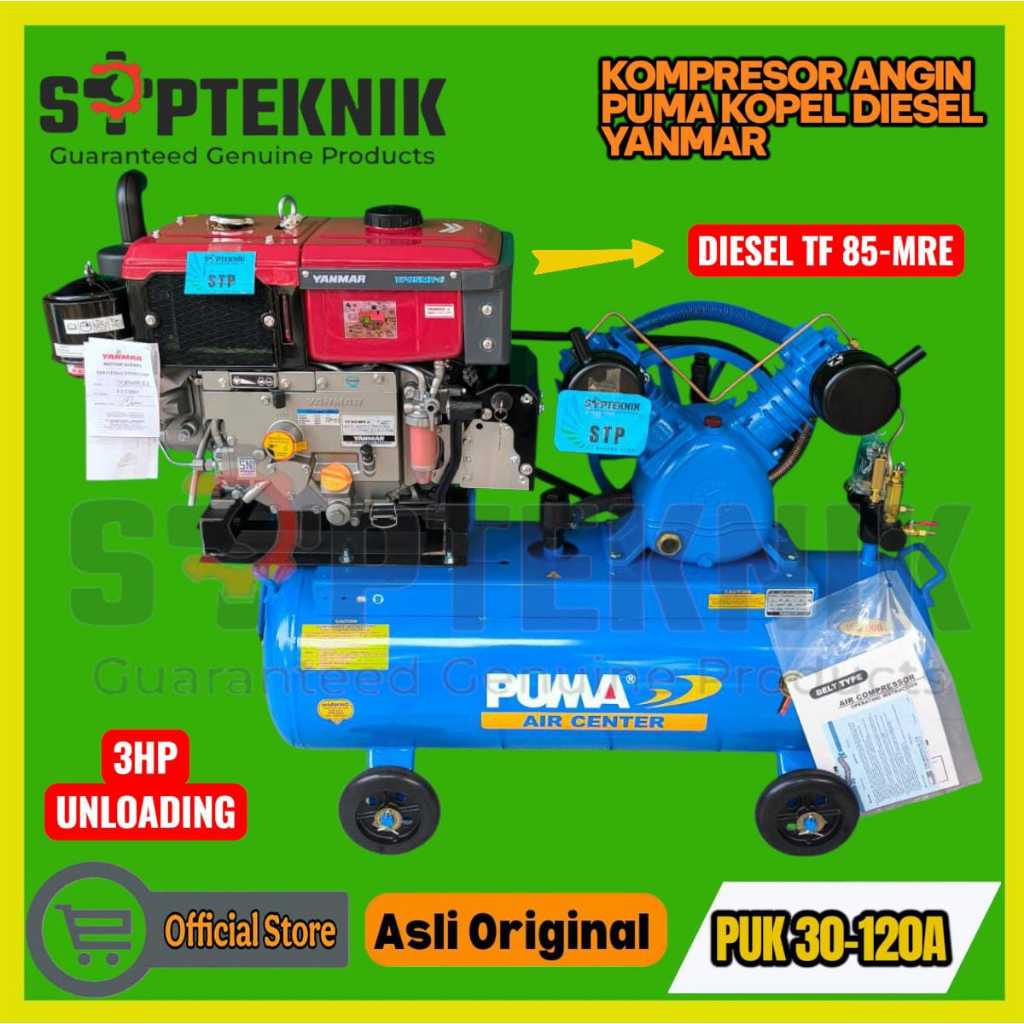 KOMPRESOR ANGIN 3HPU PUMA DIKOPEL DENGAN MESIN DIESEL TF 85MRE YANMAR