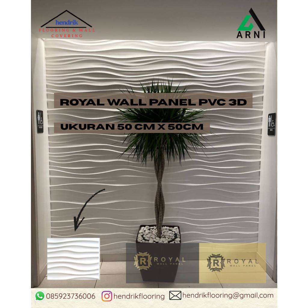 Royal wall panel pvc 3d ukuran 30cm x 30cm