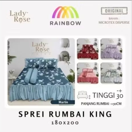 1 pcs seprei rimpel rumbai lady rose 6 kaki 180x200