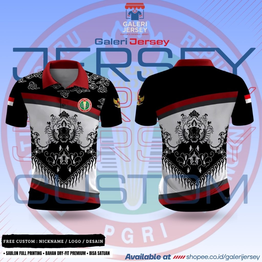 Kaos Jersey Seragam PGRI Batik – Lengan Panjang & Pendek | Free Custom | Pre Order
