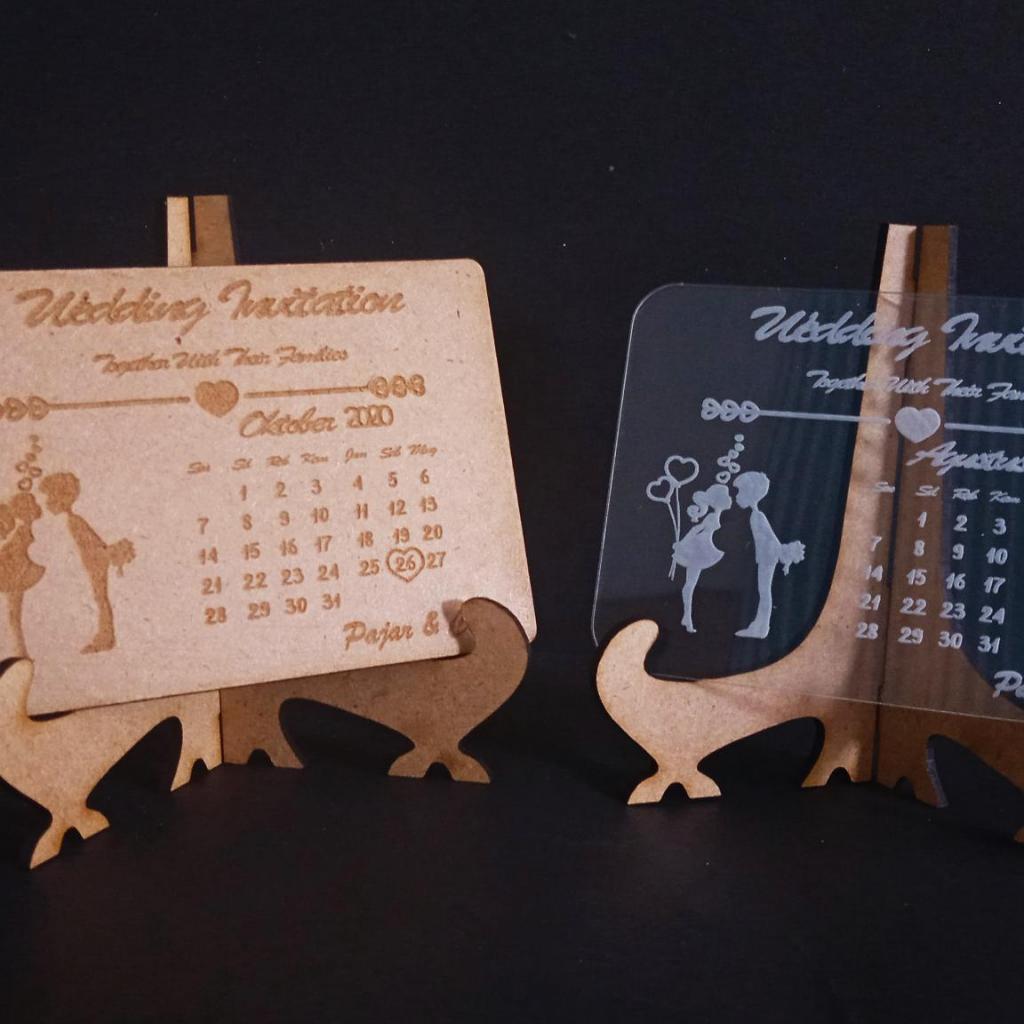 WEDDING CARD AKRILIK CUSTOM LASER GRAFIR