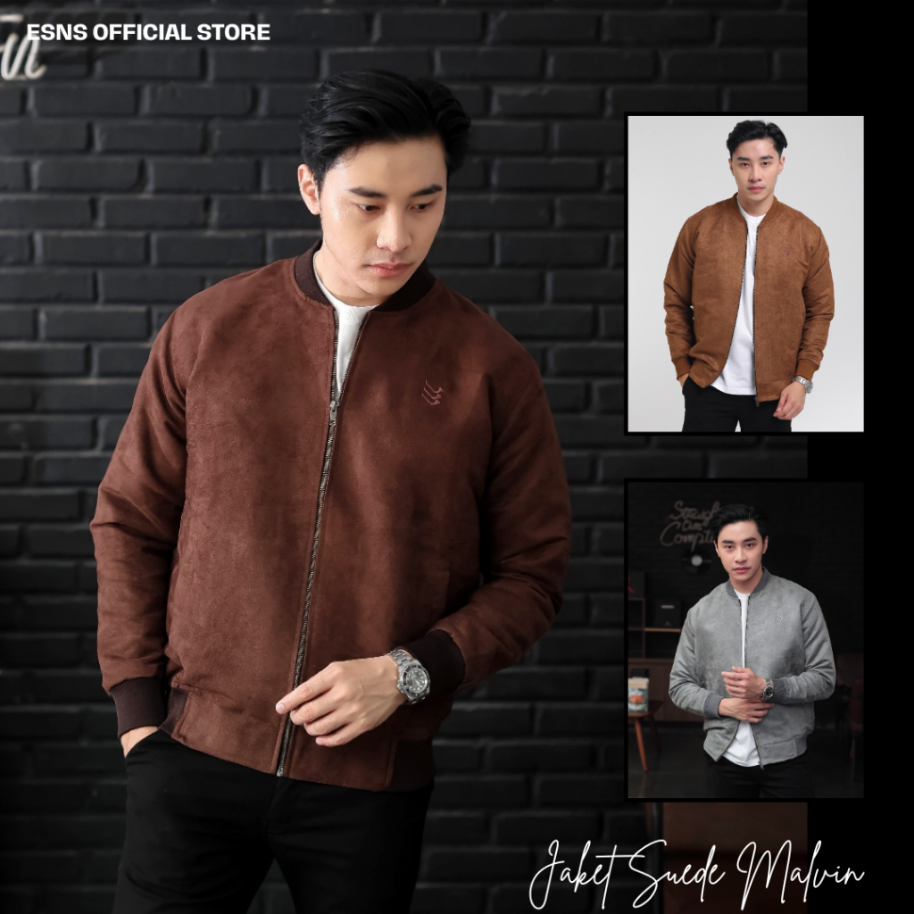 Jaket Bomber Suede Malvin Pria Tebal Original Vintage Keren Jaket Tebal Terbaru