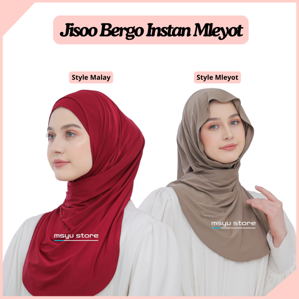 Hijab Instan Bergo Mleyot / Jisoo Instan Mleyot / Pashmina Mleyot Kaos / Jilbab Instan Mleyot / Empa
