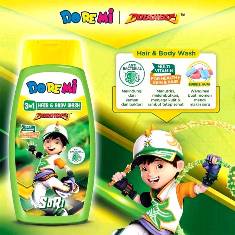 DOREMI HAIR AND BODY WASH BOBOIBOY BOTOL 200ML  100% ORIGINAL