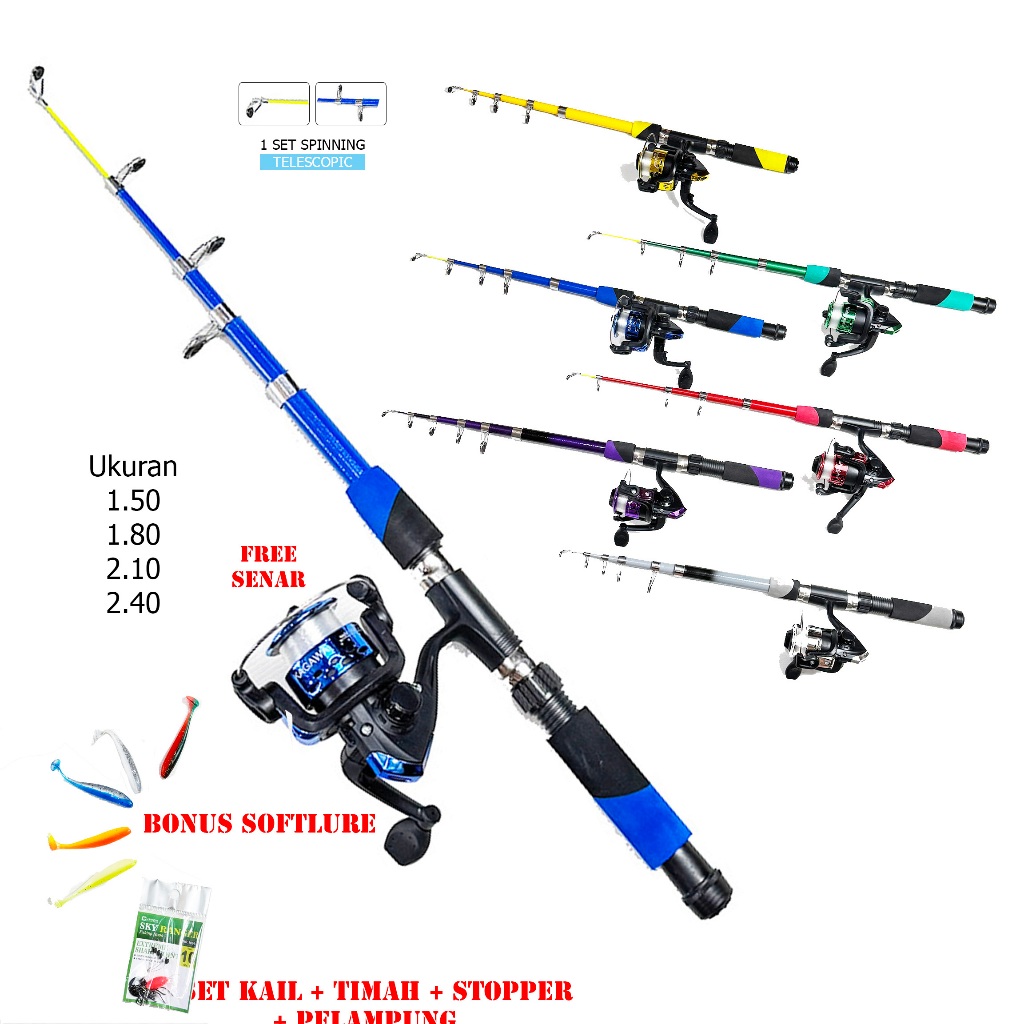 TERBAIK PAKET JORAN PANCING ANTENA CARBON STYLE TELESKOPIC ANTENA TEGEK KAGAWA DAN REEL PANCING