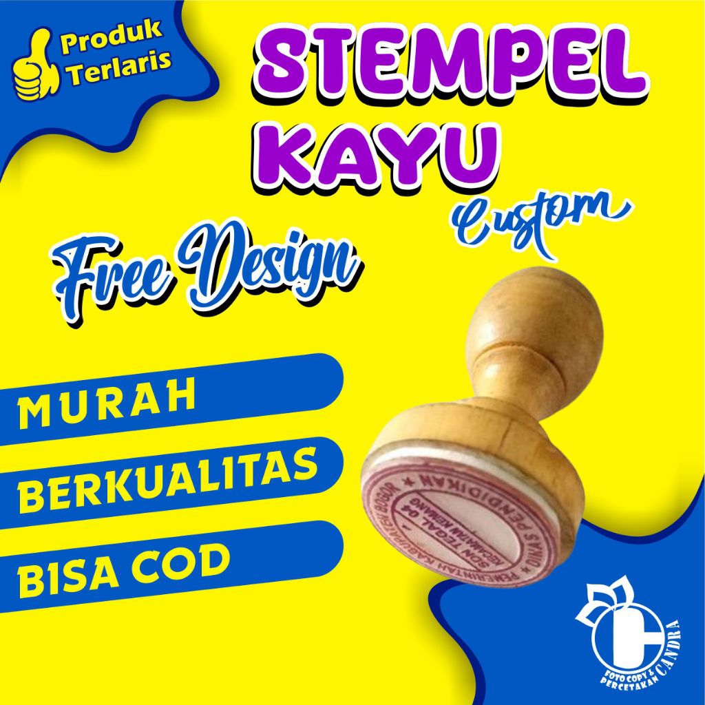 STEMPEL KAYU CUSTOM/ STEMPEL KAYU BULAT/ STEMPEL KAYU PERSEGI