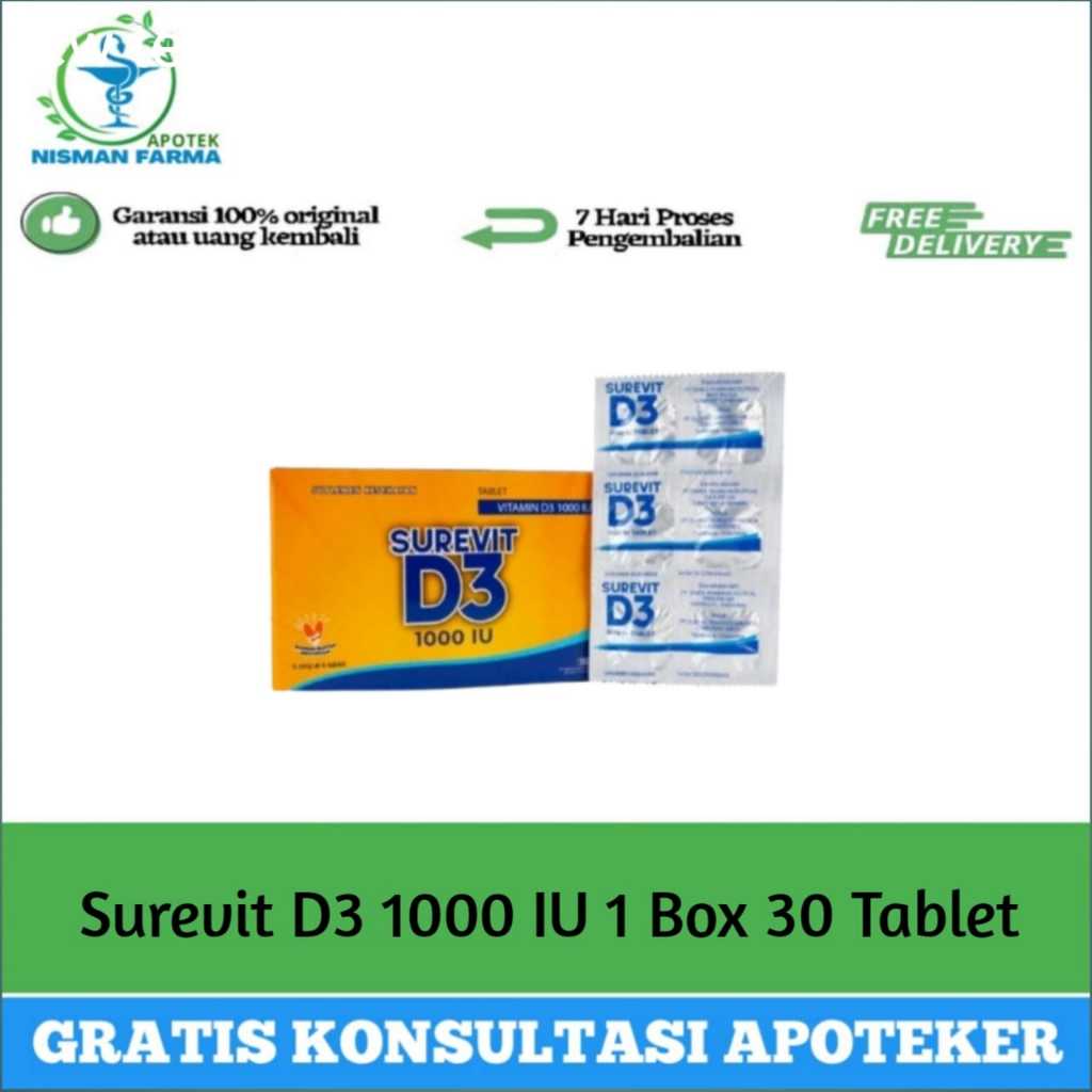 Surevit D3 1000 IU 30 Tablet I suplemen vit D3 membantu menjaga kesehatan