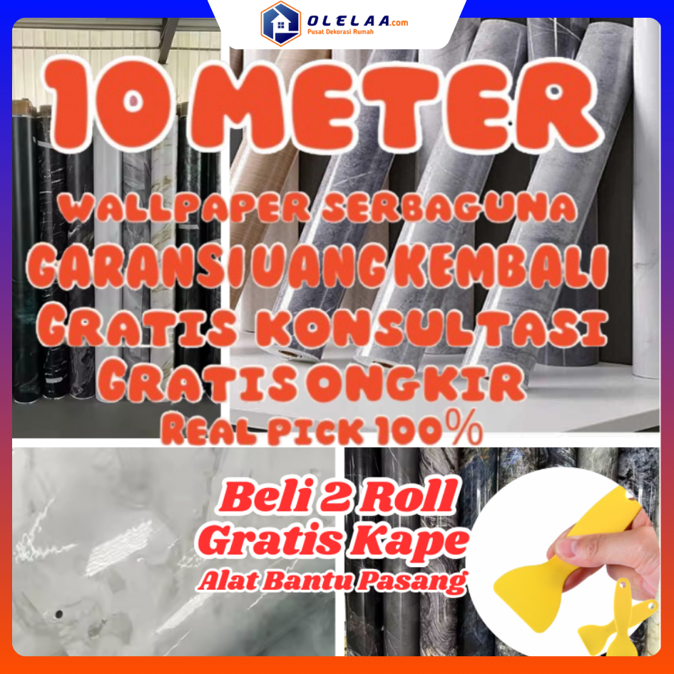 Wallpaper Dinding 10M Motif MARMER UKURAN 45CM X 10M