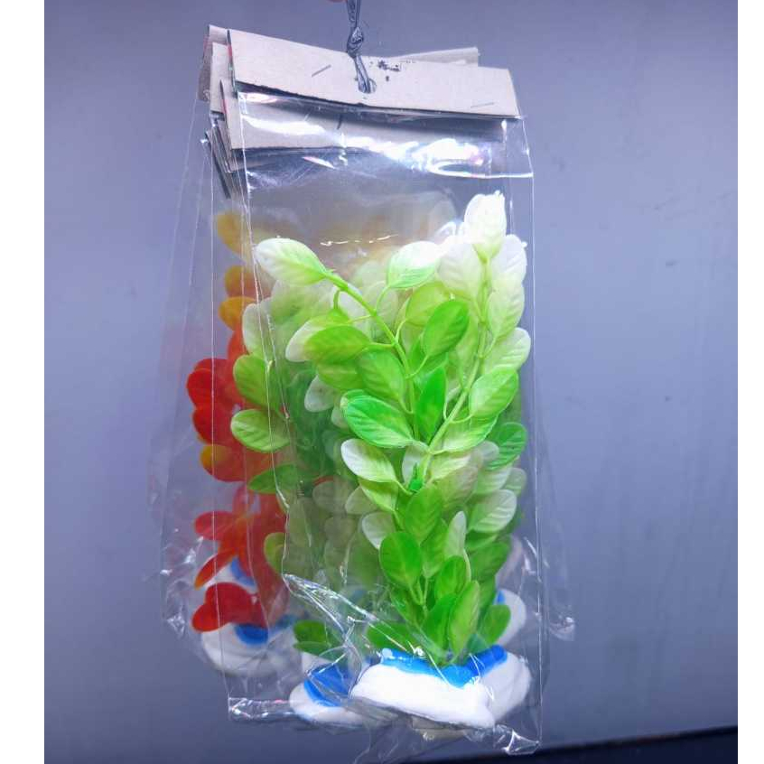 GROSIR - 1 PAK HIASAN TANAMAN PLASTIK 20 CM  ISI 10 PCS / HIASAN AQUARIUM TANAMAN PLASTIK 20 CM