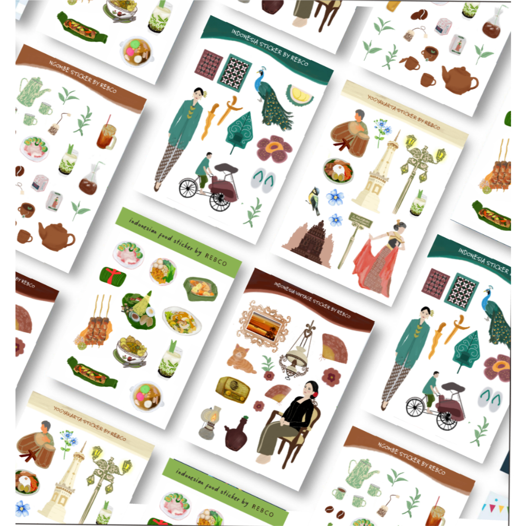 Indonesia stiker pack | girl aesthetic sticker stiker | stiker jogja solo bali | vintage sticker | s