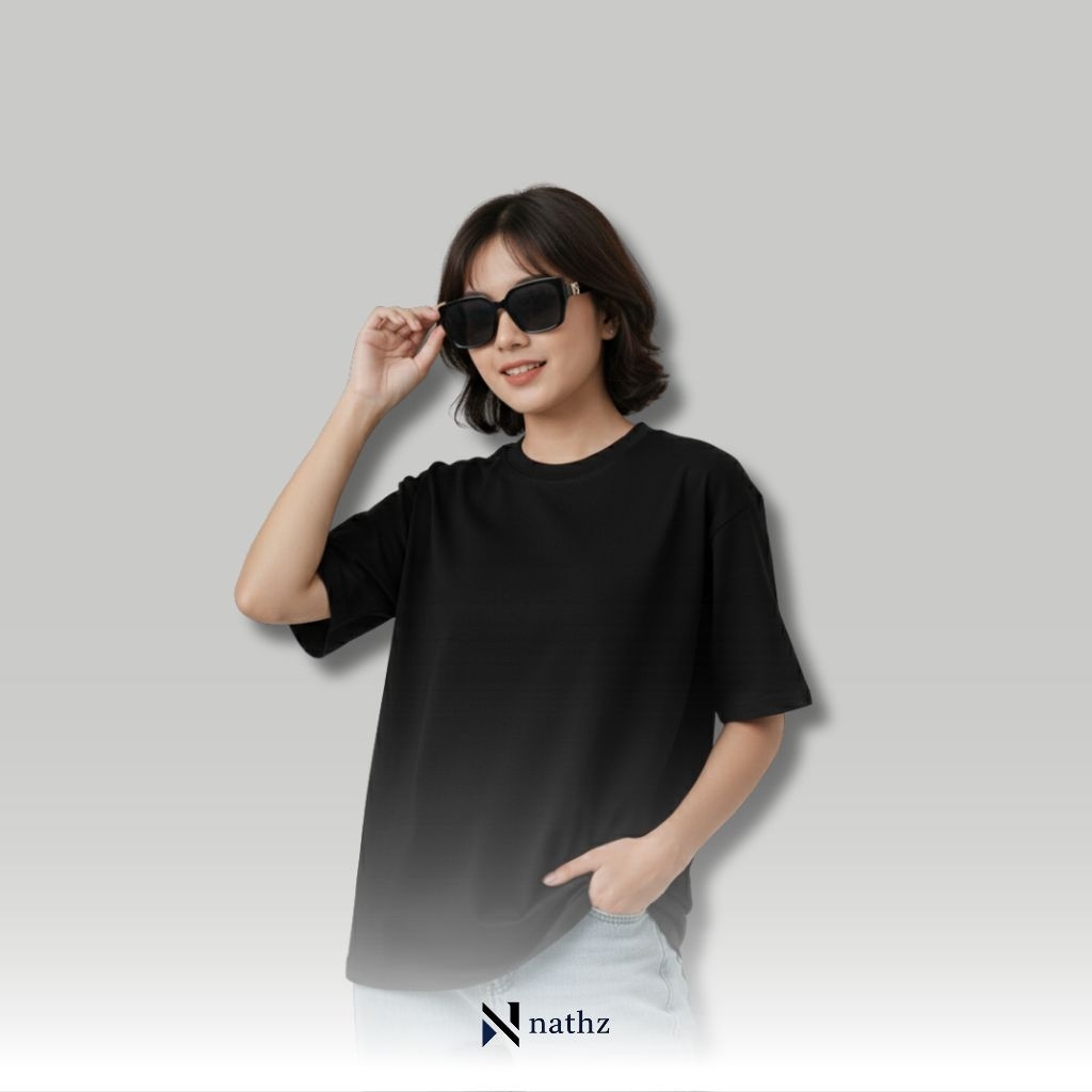 [OVERSIZE] Nathzstyle T-shirt Polos Hitam Premium Full Cotton - HITAM