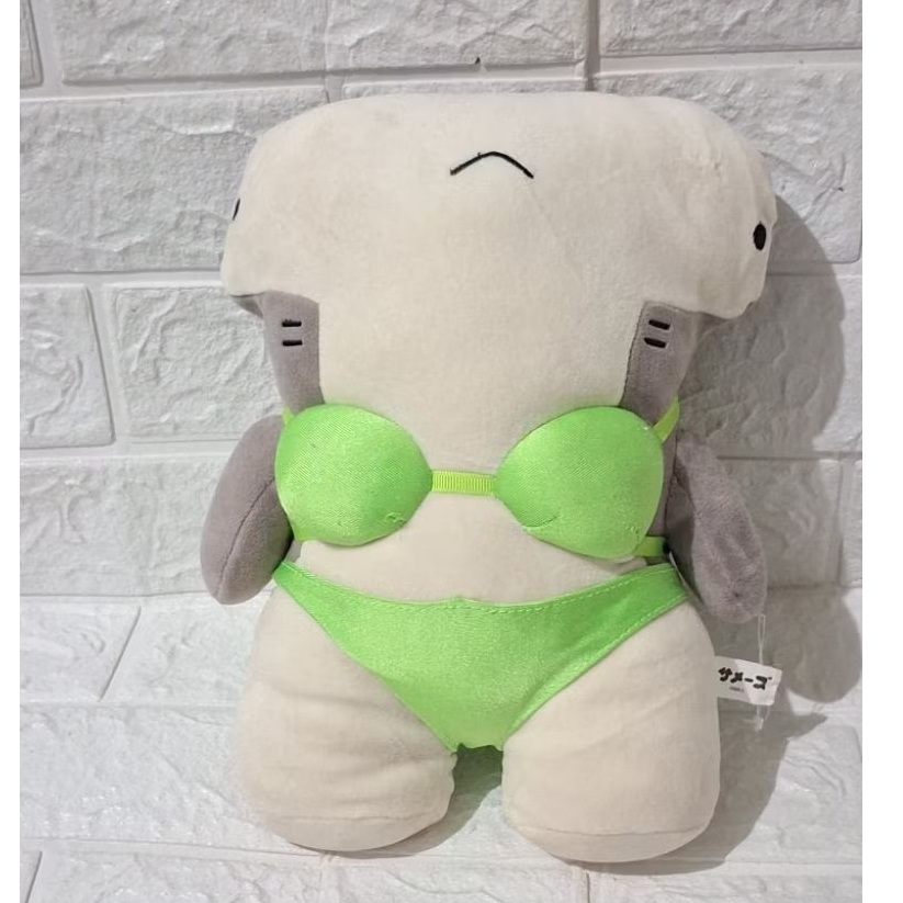 boneka ikan hiu shark ganci gantungan kunci boneka ikan hiu. boneka hiu kostum baju hijau. lumba dol