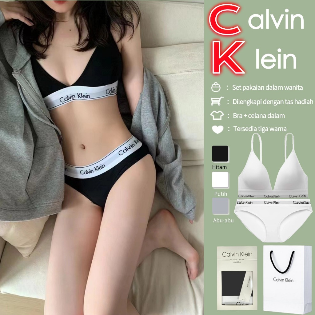 Set pakaian dalam Calvin Klein original - bra push-up cup segitiga tanpa pinggiran - pakaian dalam w