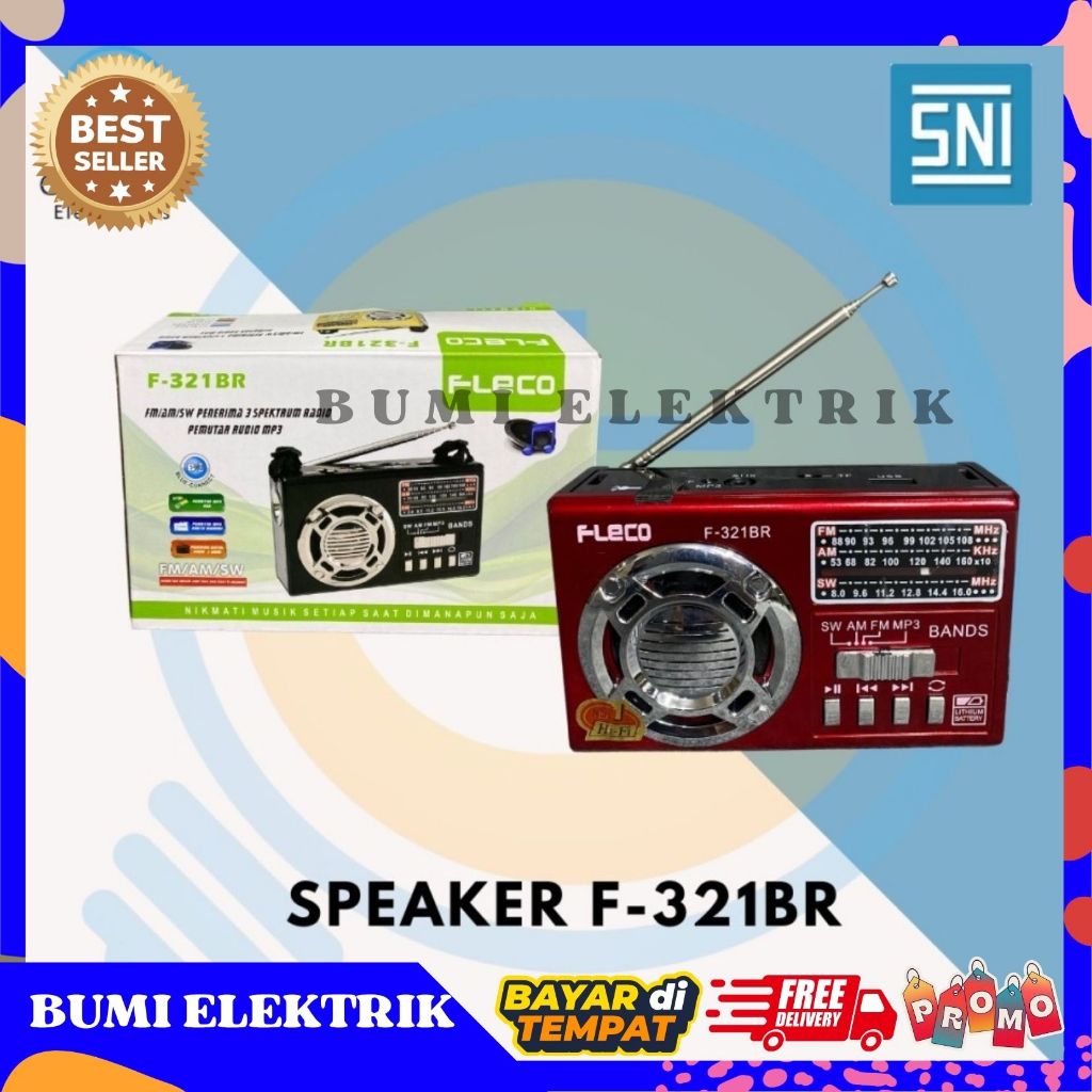 Radio Bluetooth Jadul Fleco F-321BR FM/AM/SW / Radio Jadul Fleco AUX/USB/SD/TF/BT Radio Fleco Pemuta