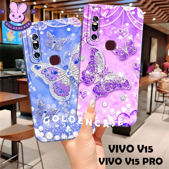 Fashion Case Vivo V15 / V15 Pro Terbaru Softcase Procamera Lentur Lembut motif butterfly glitter aes