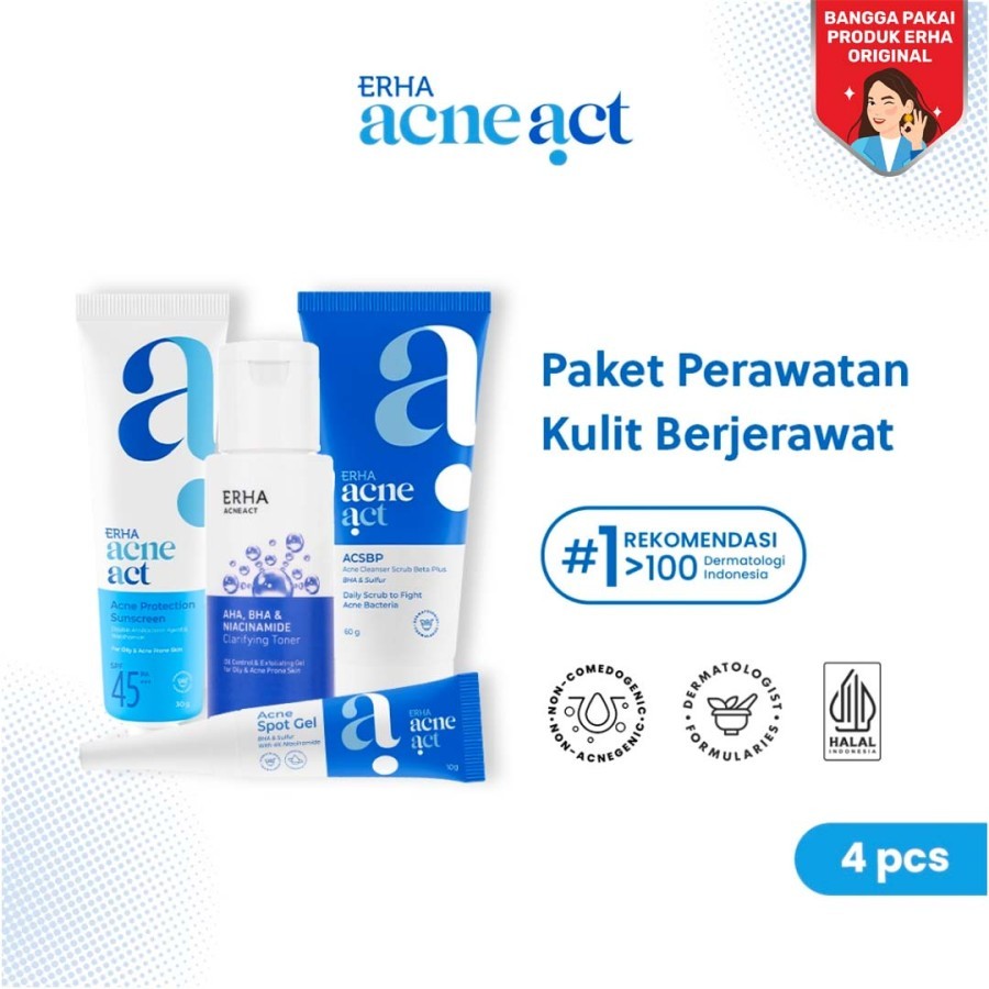 ERHA Bundle Acneact Acne Care Lab Series - Paket Perawatan Kulit Berjerawat