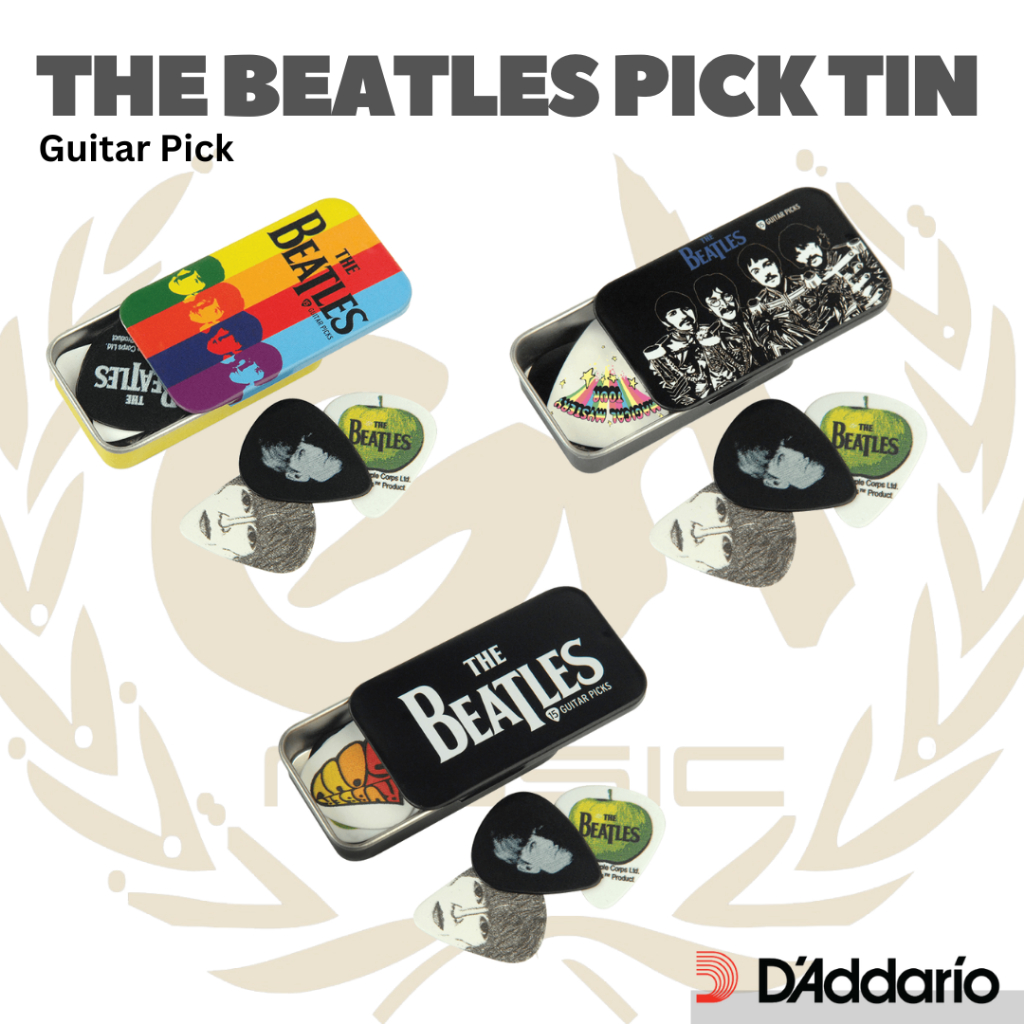 The Beatles Guitar Pick Tin, 15 - Pack - Pick Gitar Bass