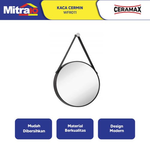Cermin Kamar Mandi Ceramax WFR011 Vittoria Bulat 55cm Hitam