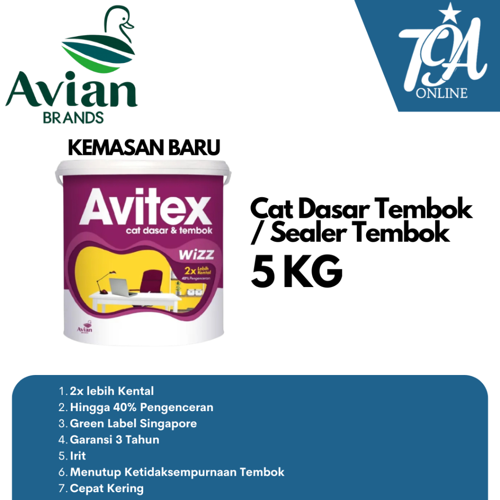 AVIAN Avitex Wizz Cat Dasar Tembok / Sealer Tembok 5 KG - Putih