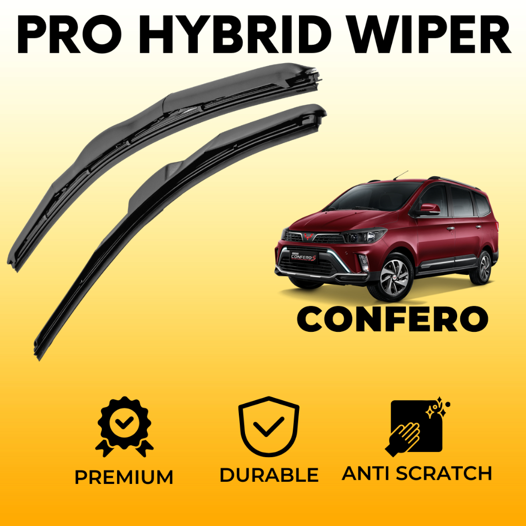 Premium Wiper Kaca Depan Hybrid Mobil Confero Blade Karet Sepasang Original