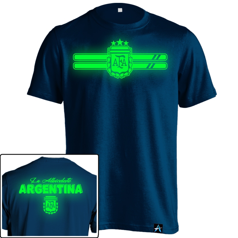 Kaos Argentina Glow In The Dark YL-142 Baju Menyala Dalam Gelap Tebal 24s