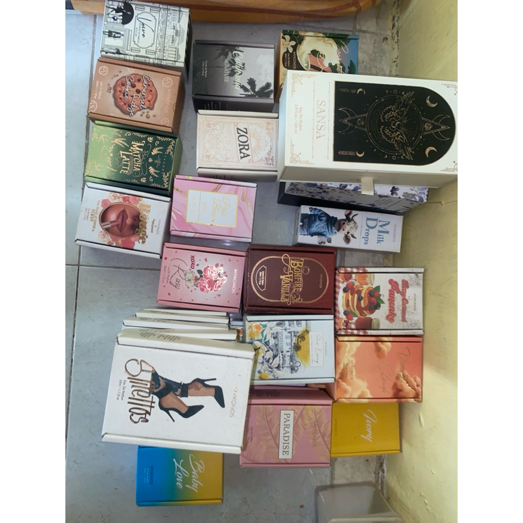 Mykonos all variants botol dan box saja tanpa isi stilletos slow living bonvire vanilla vanila cloud