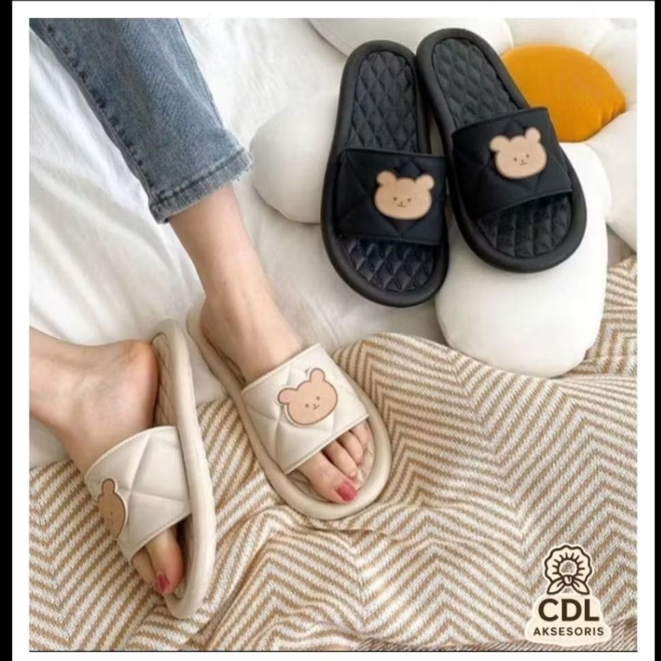 Sandal Kokop Wanita Emboss Bear Jelly Polos Ukuran 39, Sandal Selop Wanita Sandal Terbaru Sandal Fas